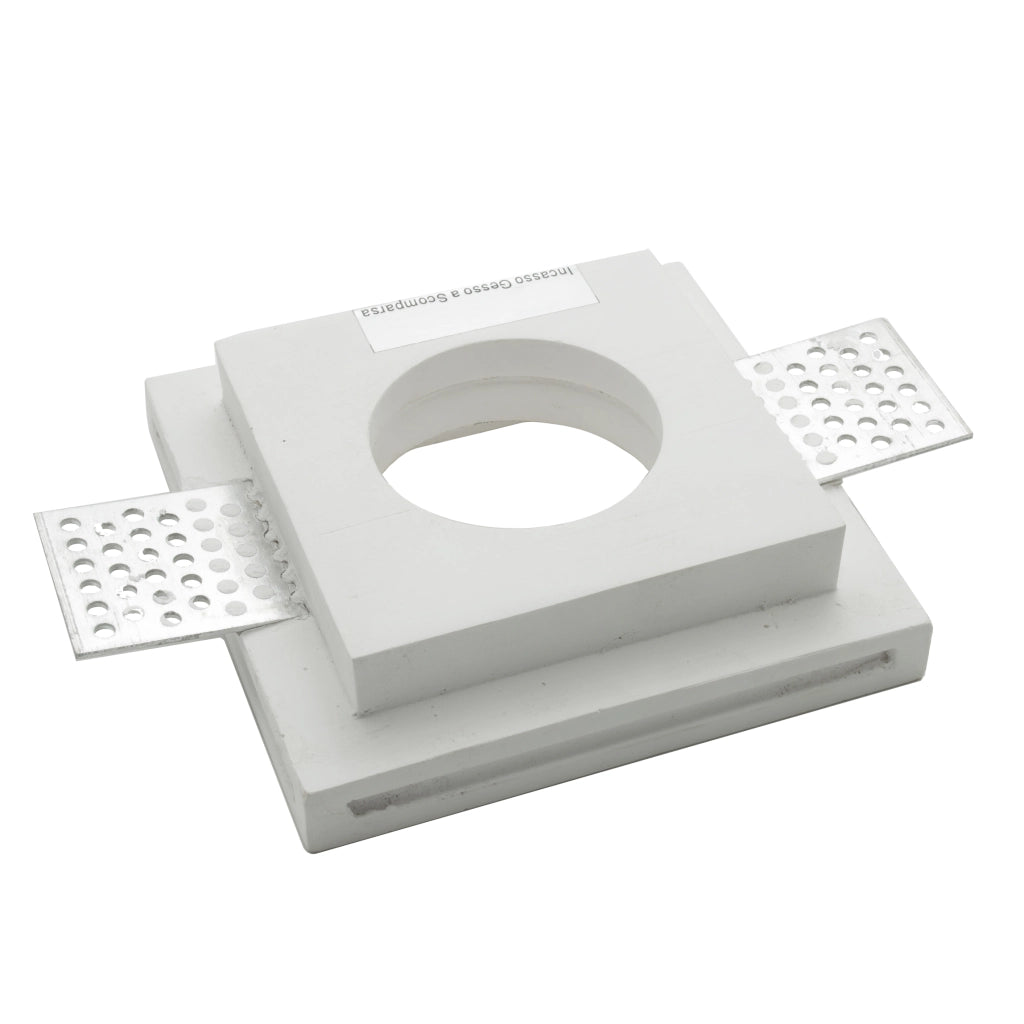 Porta faretto gesso slim 30mm bianco incasso quadrato foro 103x103mm GU10 GU5.3