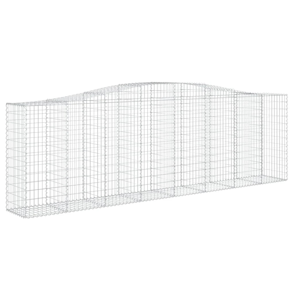 Cestini gabbioni recinzione a gabbia muro di contenimento ad arco 25 pezzi 400 x 50 x 120/140 cm ferro zincato argento 02_0040711