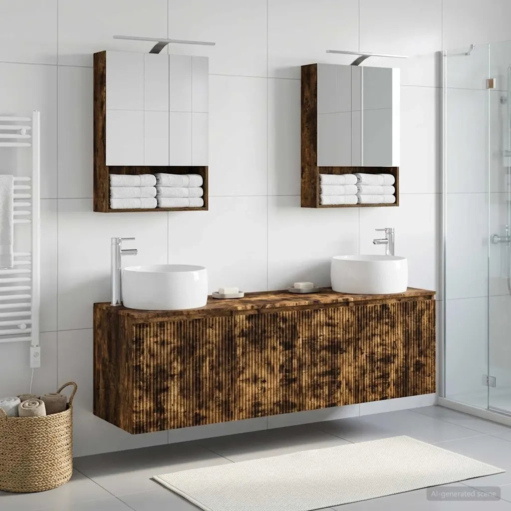 Set di Armadi da Bagno 5 pcs Rovere Fumo Legno ingegnerizzato 3406523