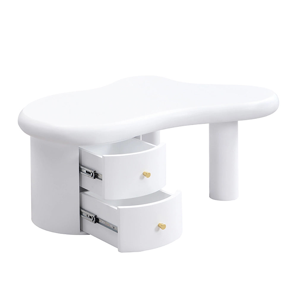 Tavolino-Xylo-Bianco forma irregolare 2 cassetti