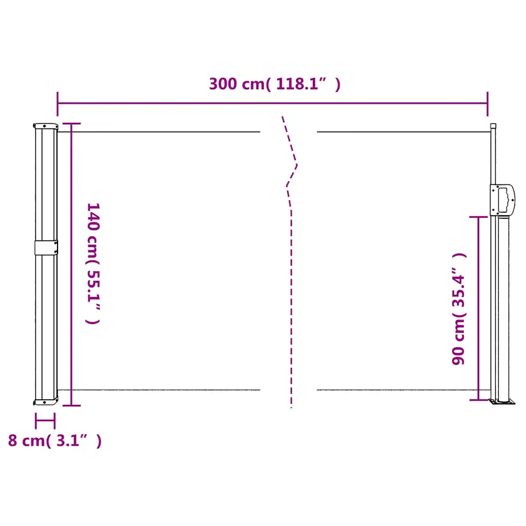 Tenda da Sole Laterale Retrattile Bianco 140x300 cm 4004301