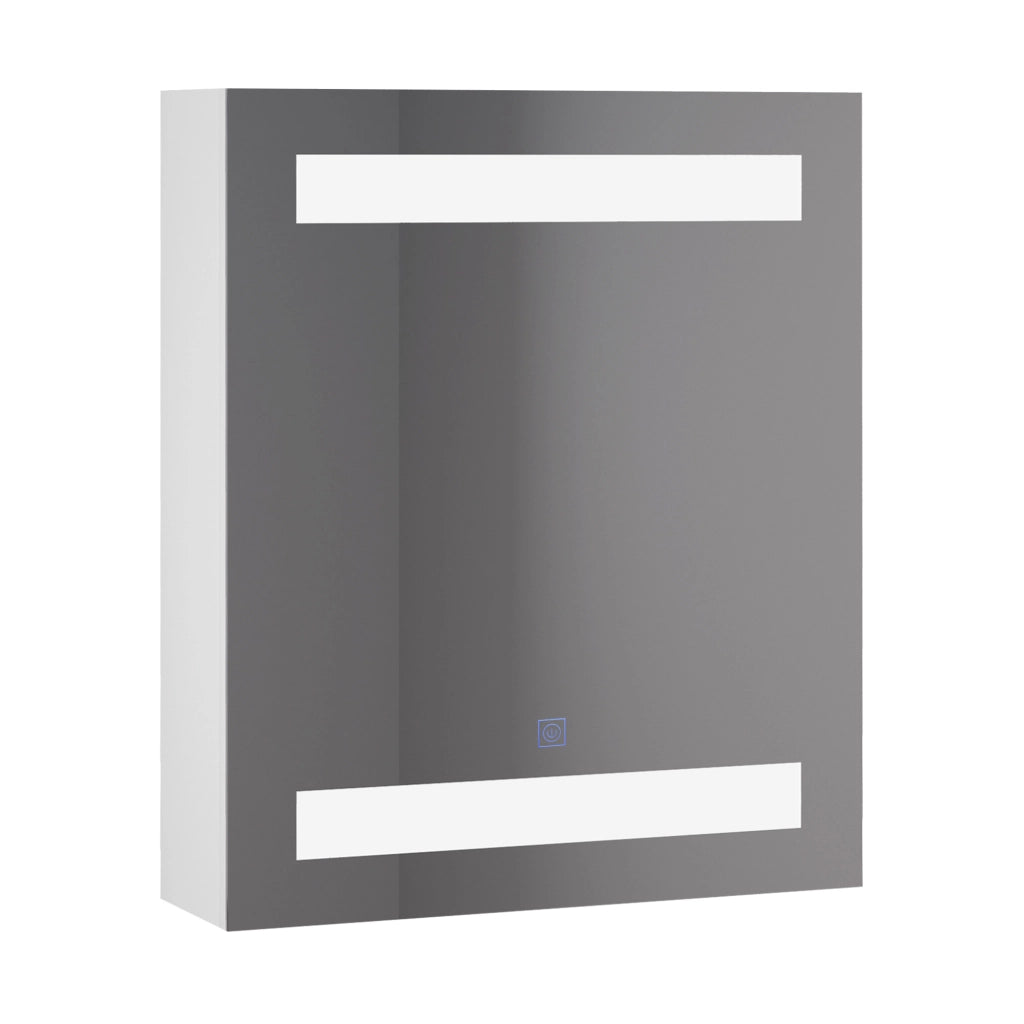 EasyComfort Armadietto Pensile da Bagno con 1 Anta, Specchio e Luci a LED | 2 Ripiani Interni | MDF Bianco (60 x 50 x 15cm)