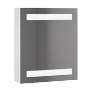 EasyComfort Armadietto Pensile da Bagno con 1 Anta, Specchio e Luci a LED | 2 Ripiani Interni | MDF Bianco (60 x 50 x 15cm)
