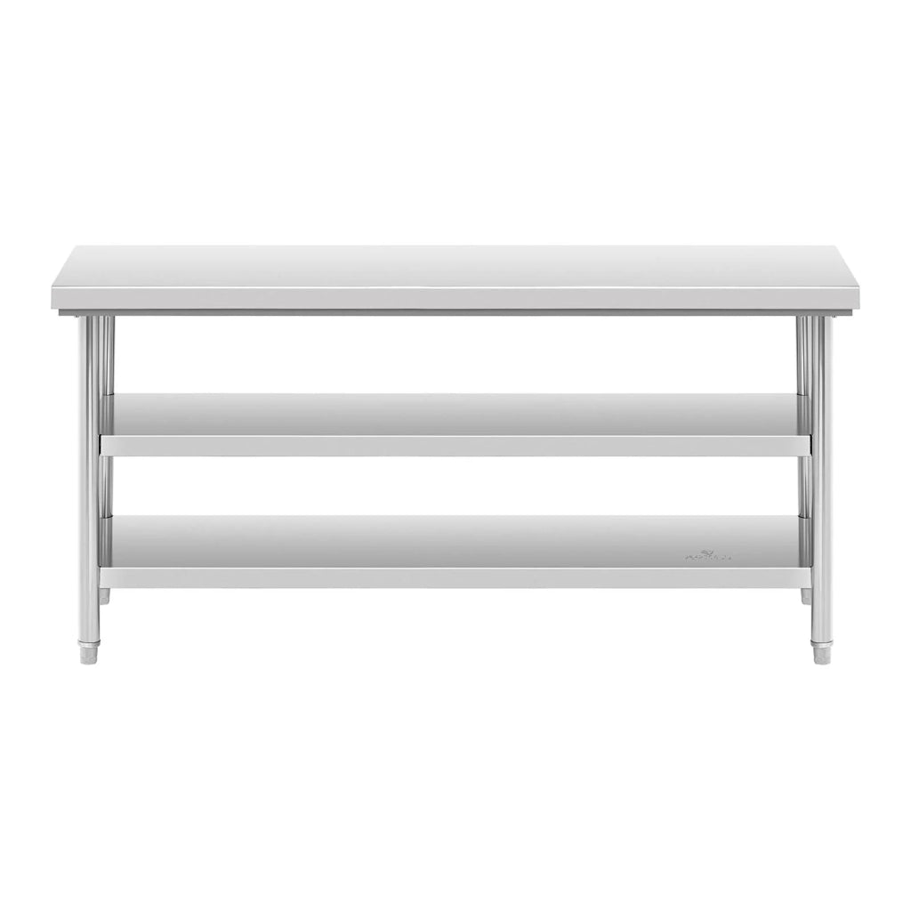 Tavolo da lavoro in acciaio inox - 70 x 180 cm - 600 kg - 3 livelli professionali 14_0005081