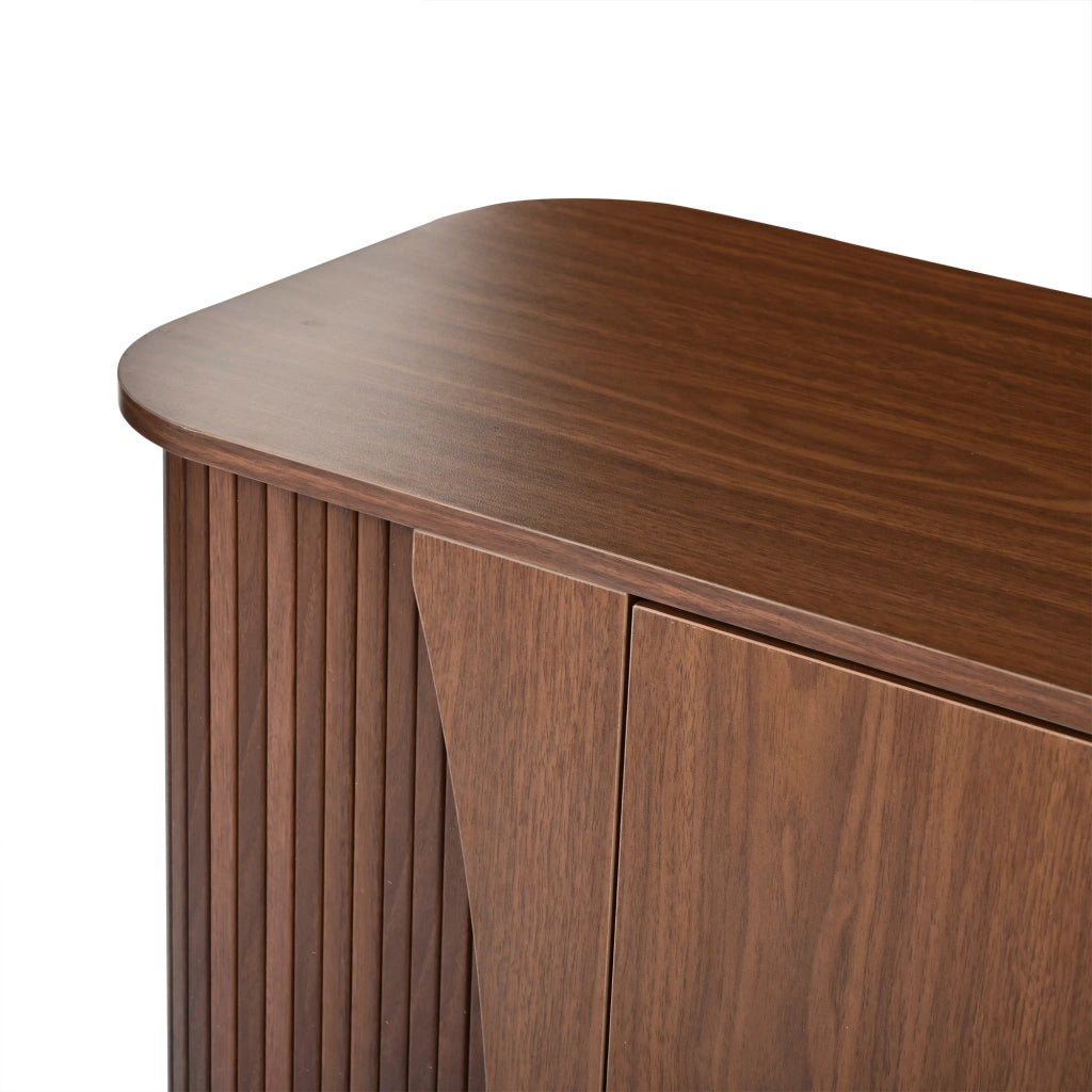 Credenza con 2 ante scorrevoli e ripiano regolabile per soggiorno 140×40×88 cm noce