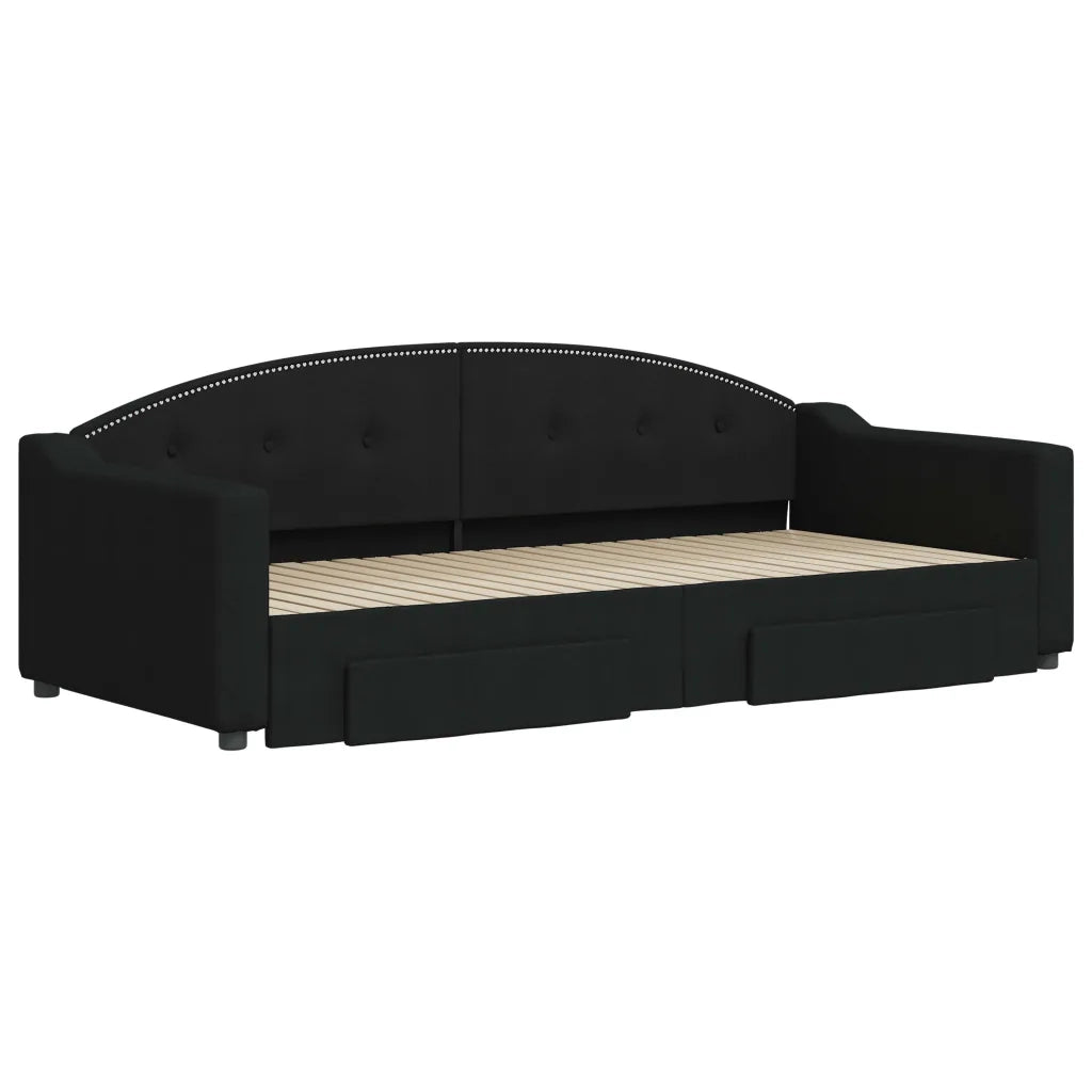 Divano Letto Estraibile con Cassetti-Sofa Letto-Daybed Nero 90x200 cm in Tessuto 581744
