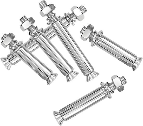 Expansione a 6 mm x 80 mm - 10 pezzi - Acciaio inossidabile 304 - Chiavi a sei denti con anello - Diametro dell'anello 10 mm - Lunghezza dell'anello 55 mm - Chiavi a sei denti con anello a espansione