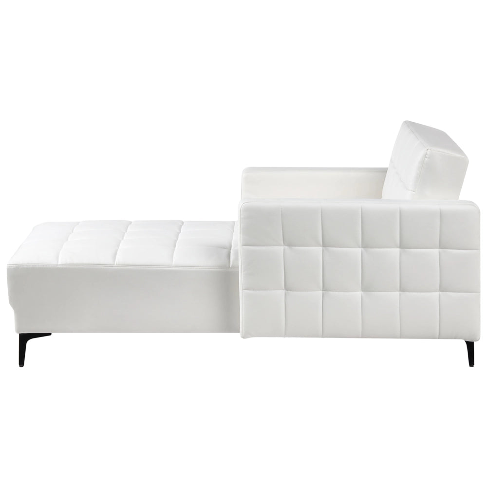 Chaise longue in ecopelle bianco Soggiorno stile moderno reclinabile Bracci a binario