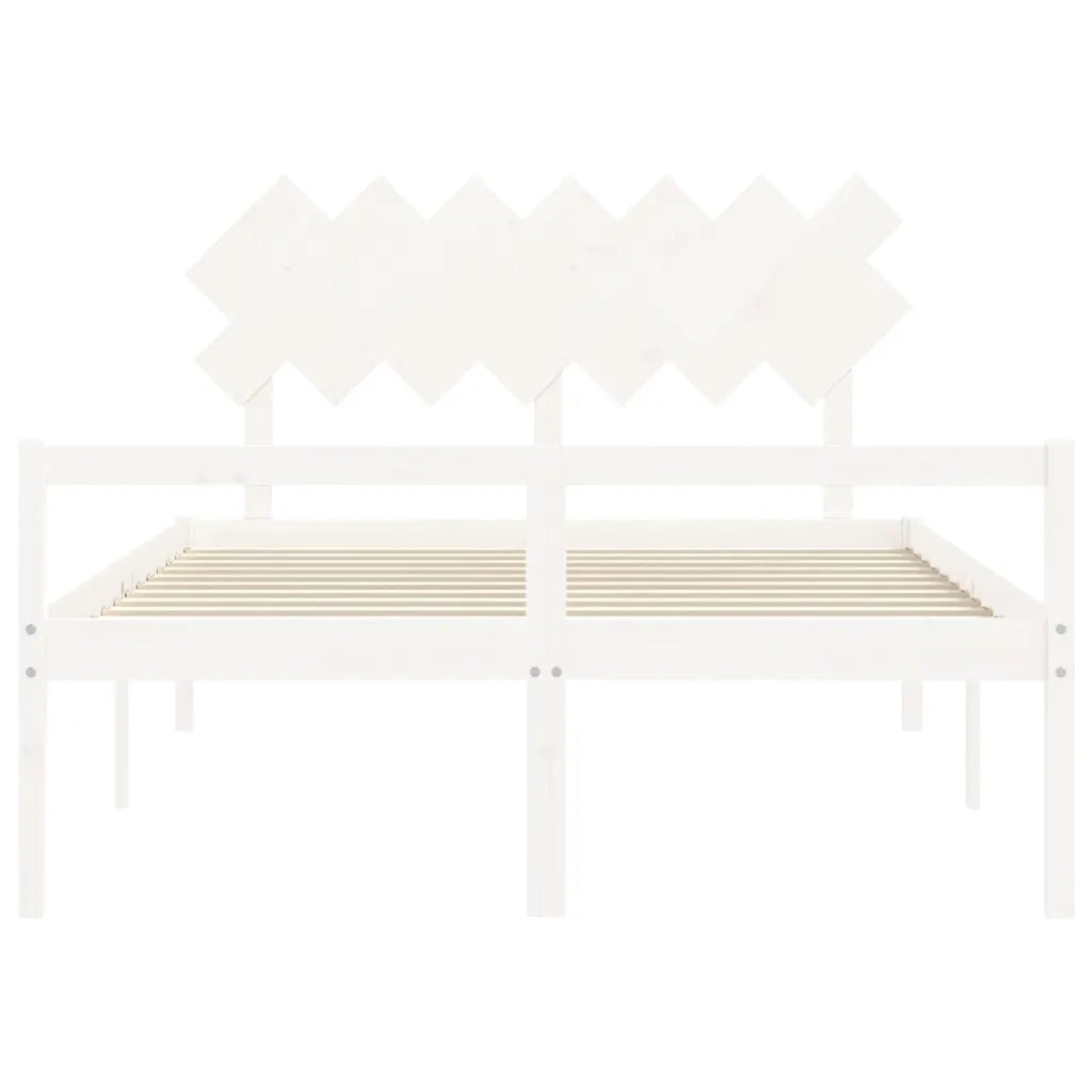 Letto matrimoniale | Letto per adulti | Letto per Anziani con Testiera Bianco 140x190 cm Legno Massello