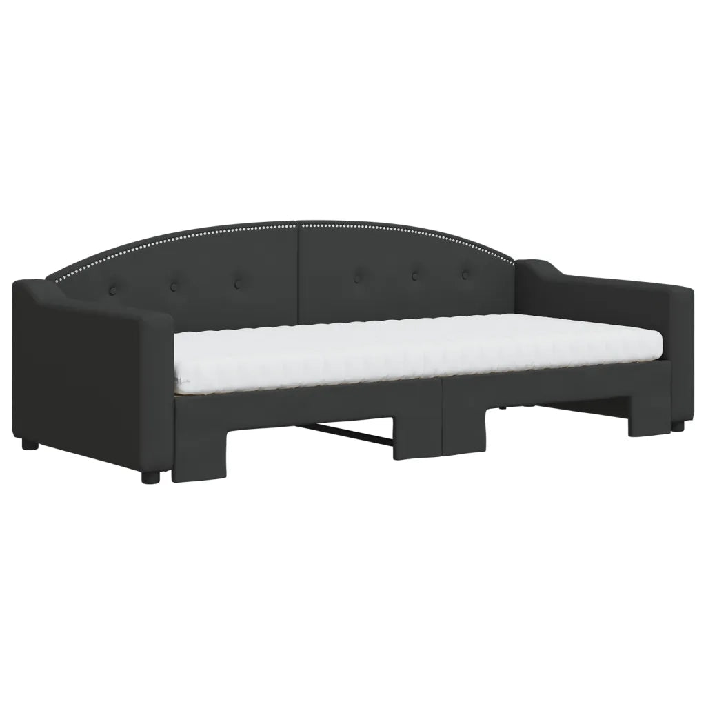 Divano Letto Estraibile con Materassi Nero 90x200 cm in Tessuto 3197550