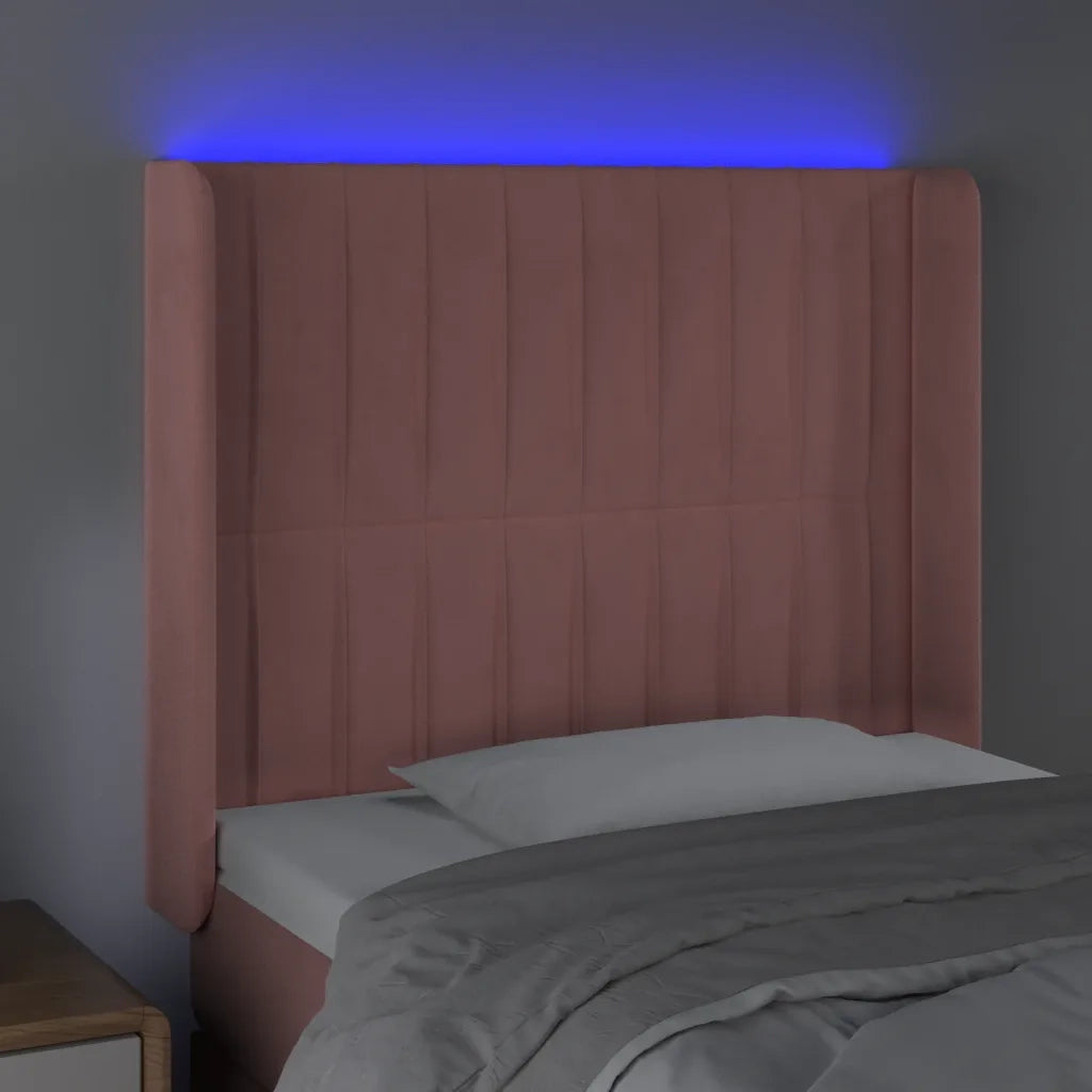 Testiera a LED rosa 103x16x118/128 cm in Velluto 3124333