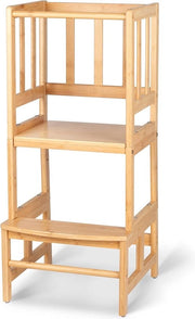 Scalino per bambini dal 1 anno in altezza regolabile - protezione angolare elegante per bambini in età prescolare - scalino Montessori in bambù FSC