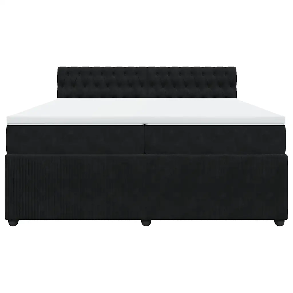 Giroletto a Molle con Materasso Nero 200x200 cm in Velluto 3290138