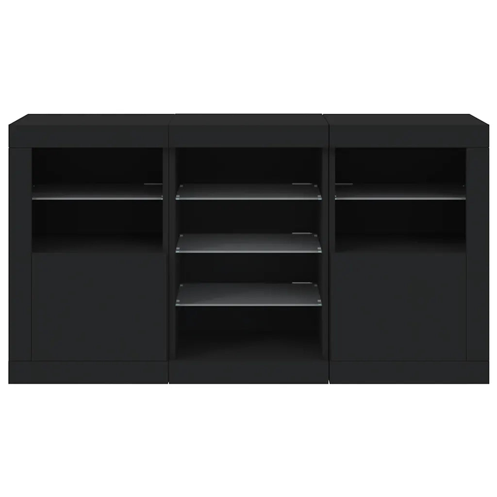 Credenza | Madia | Buffet da pranzo | Armadio da pranzo con Luci LED Nera 123x37x67 cm