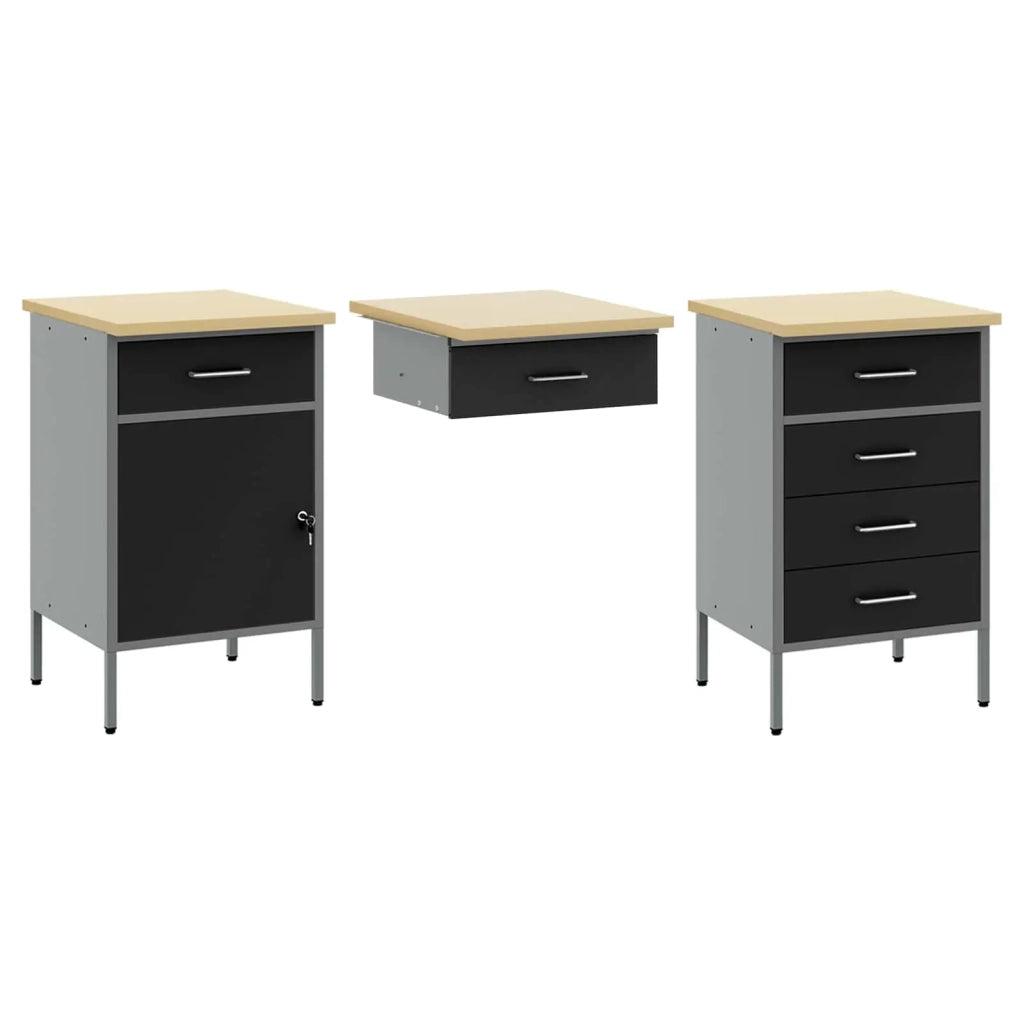 Set di mobili da lavoro con cassetto con blocco 8 pcs Nero 3321468