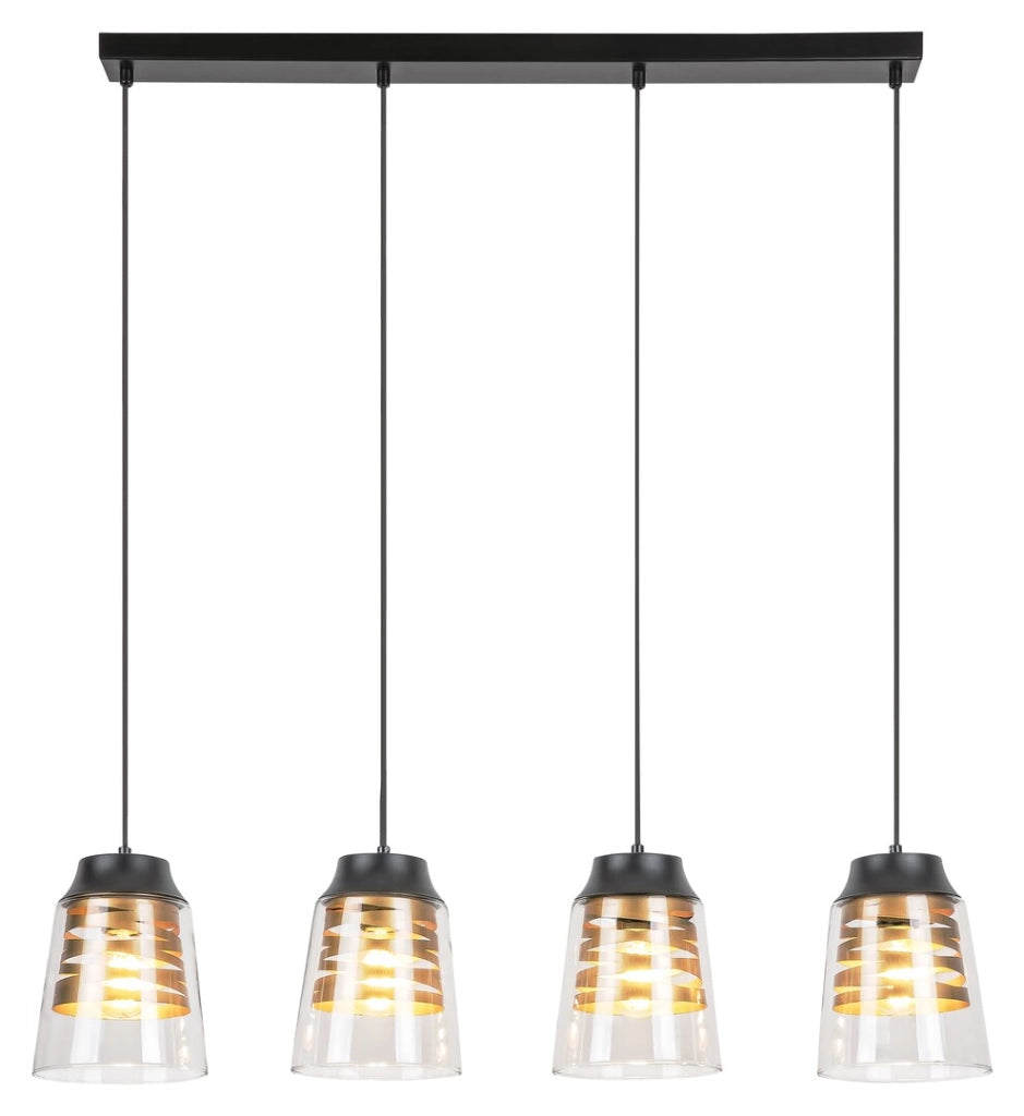 Lampadario Rabalux Zenaida 4xE27 nero opaco vetro moderno