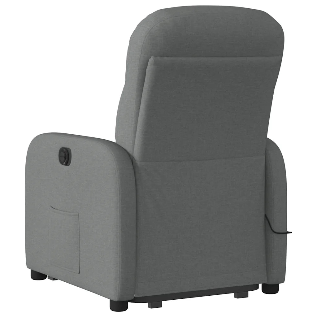Poltrona Alzapersona Massaggi Elettrica Grigio Scuro Tessuto