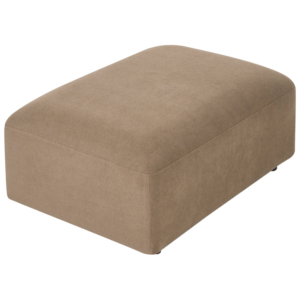Pouf in tessuto marrone, elemento modulare per divano, poggiapiedi rettangolare, soggiorno stile moderno