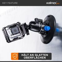 Walimex Pro treppiede a ventosa incl. testa a sfera per fotocamere di sistema e DSLR, 20317, nero, blu