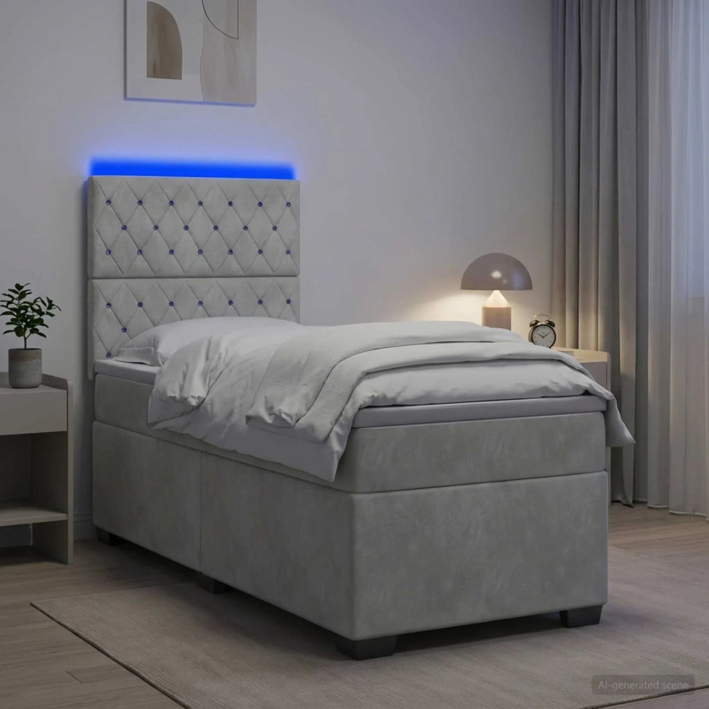 Letto box spring con materasso Grigio Chiaro 90 x 190 cm 3455006