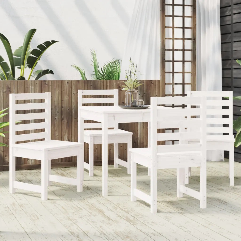 Set da Pranzo per Giardino 5pz Bianco in Legno Massello di Pino 3154678