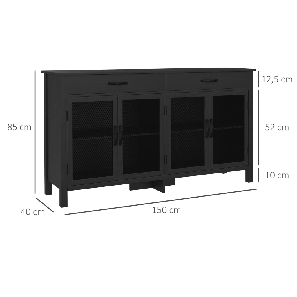 Armadio con ante scorrevoli e cassetti ¨C Zephmum ¨C Nero 150x40x85 cm