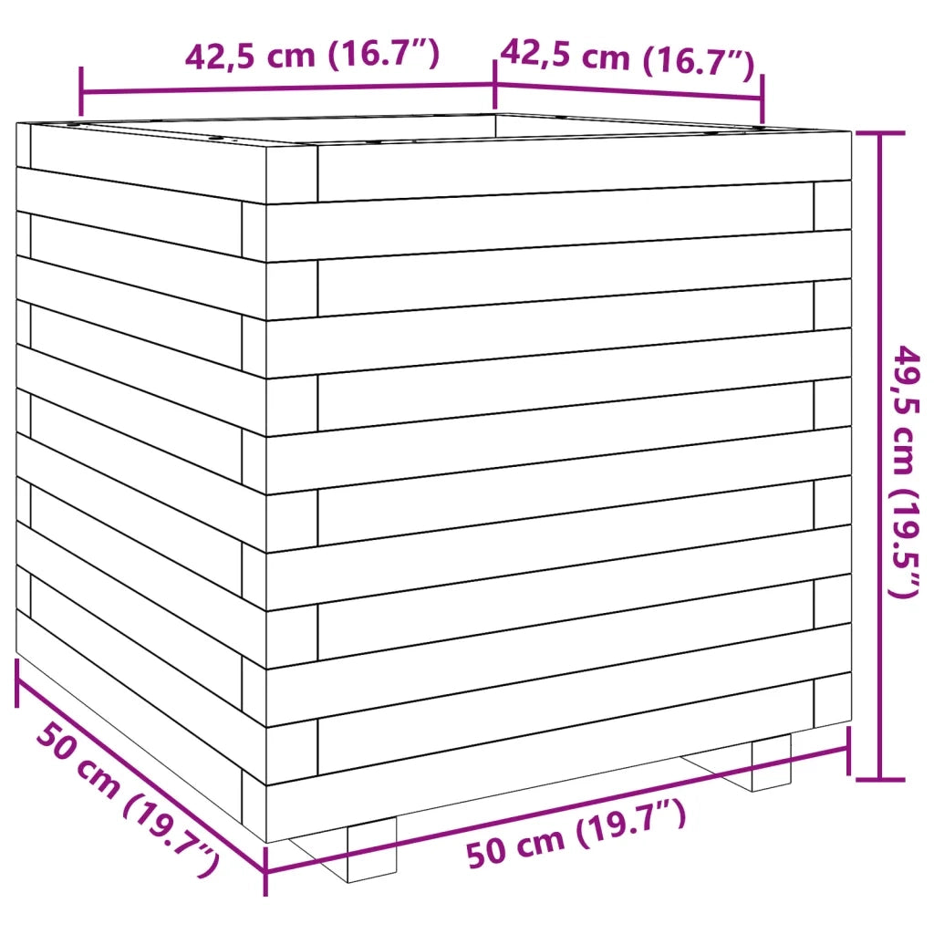 Fioriera da Giardino Bianca 50x50x49,5cm Legno Massello di Pino 3282515