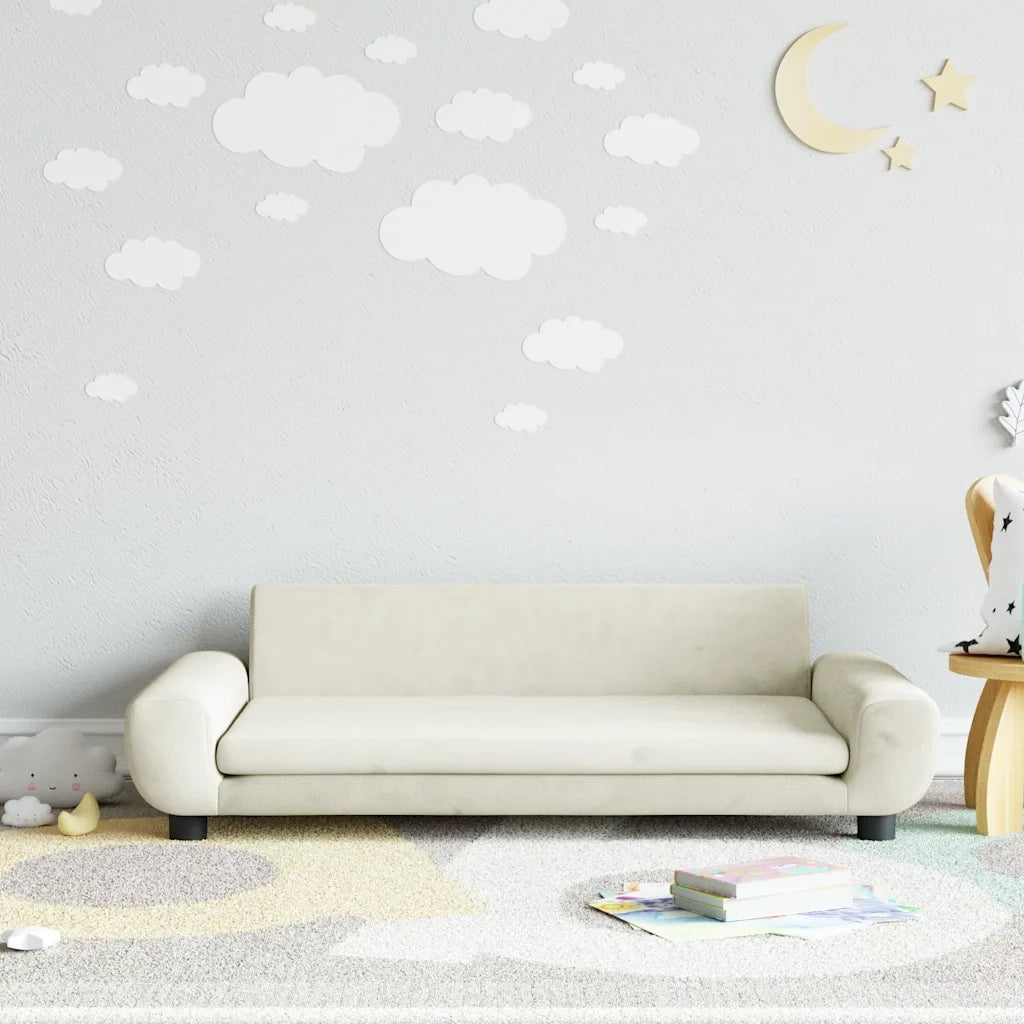 Divano per Bambini-Sofa-Divanetto Crema 100x54x33 cm in Velluto