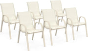 Set di 6 sedie da giardino impilabili LYMA in metallo e textilene in beige