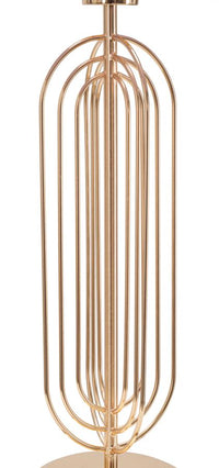 Lampada da Tavolo Krista Ø33x64 cm in Ferro PVC e Tessuto Oro e Rosa