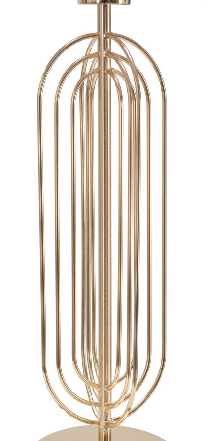 Lampada da Tavolo Krista Ø33x64 cm in Ferro PVC e Tessuto Oro e Rosa