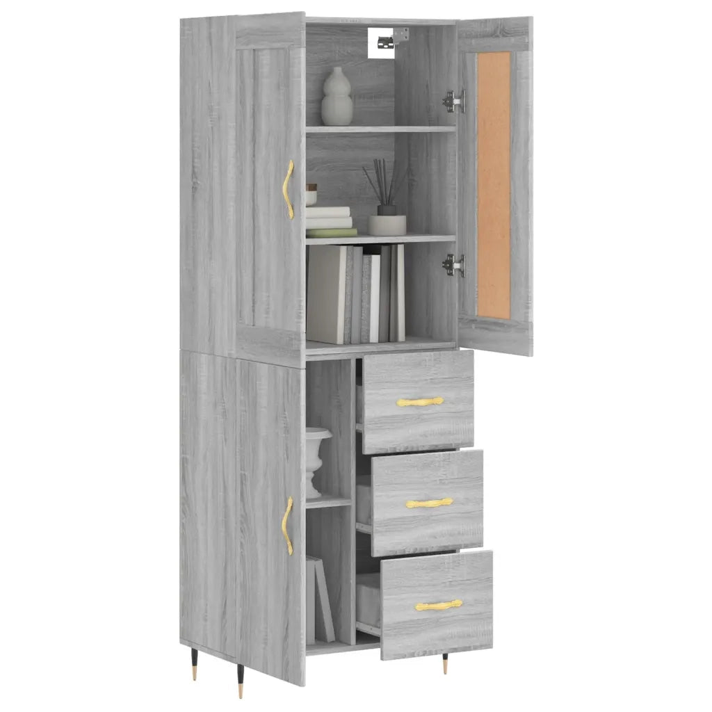 Credenza Grigio Sonoma 69,5x34x180 cm in Legno Multistratocod mxl 107505