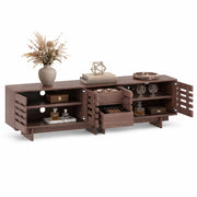 Mobile TV con 2 cassetti; 4 ante e 6 vani; passacavi - per soggiorno - 200×39.5×55 cm - in MDF - noce