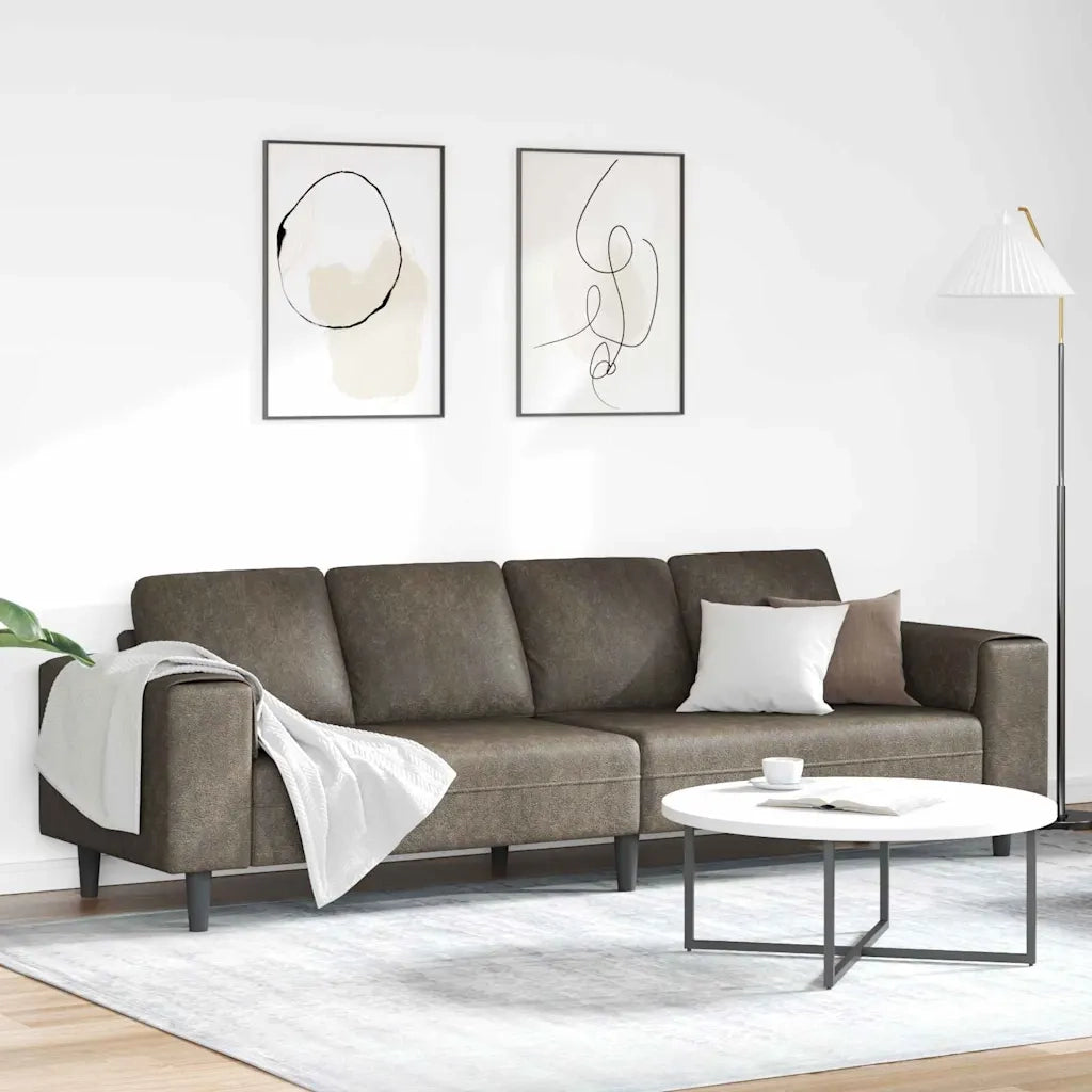 Set di divani Grigio scuro Pelle scamosciata sintetica