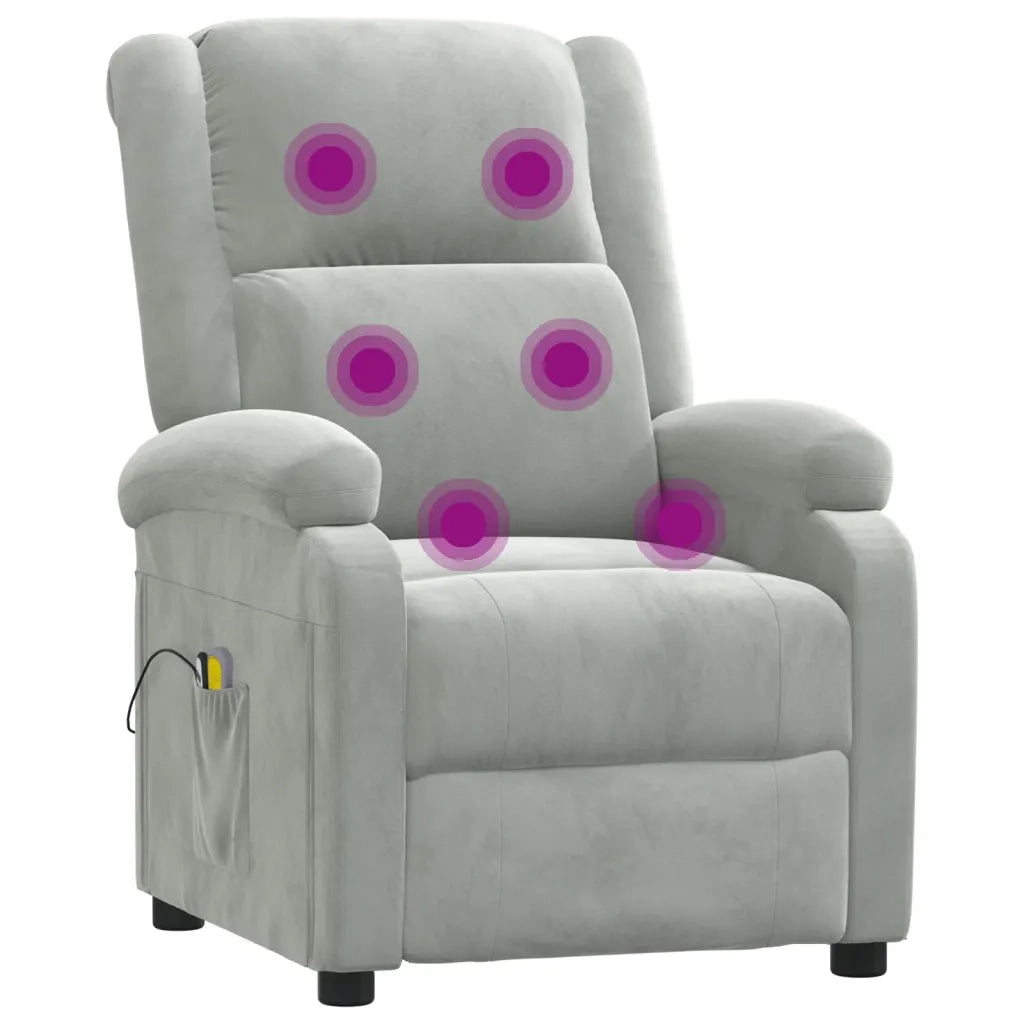 Poltrona Massaggiante Elettrica Grigio Chiaro in Velluto 3098404