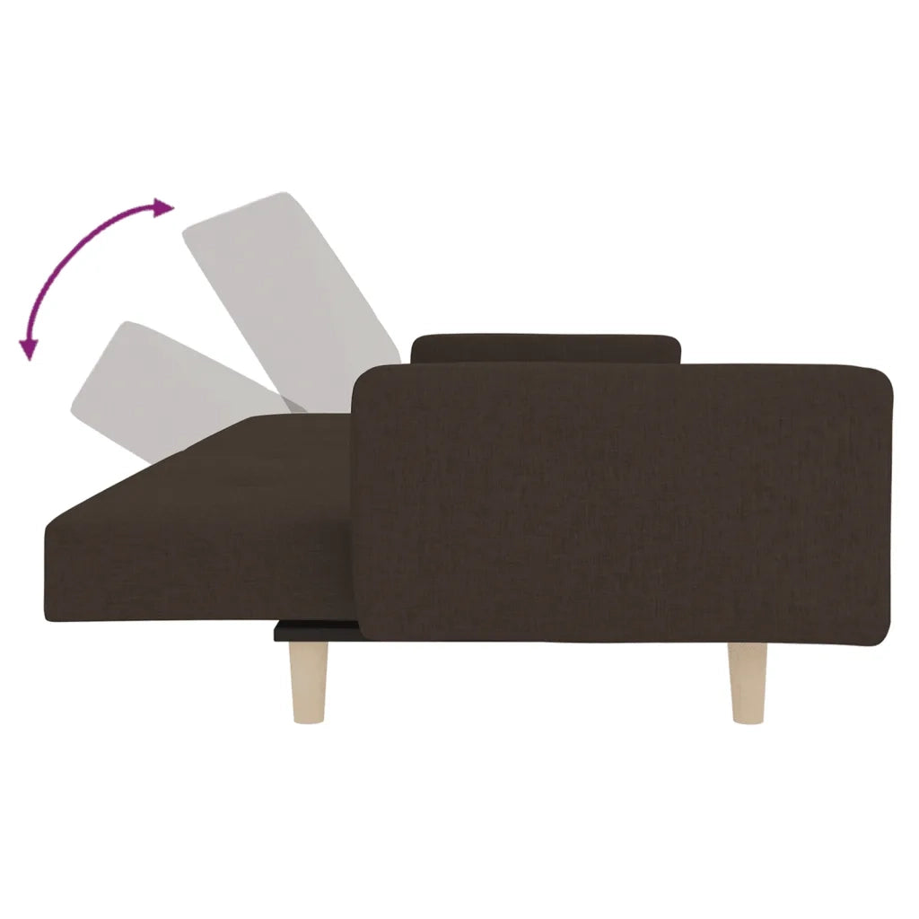 Divano letto | Sof¨¤ letto | Letto singolo a 2 Posti con 2 Cuscini Marrone Scuro in Tessuto
