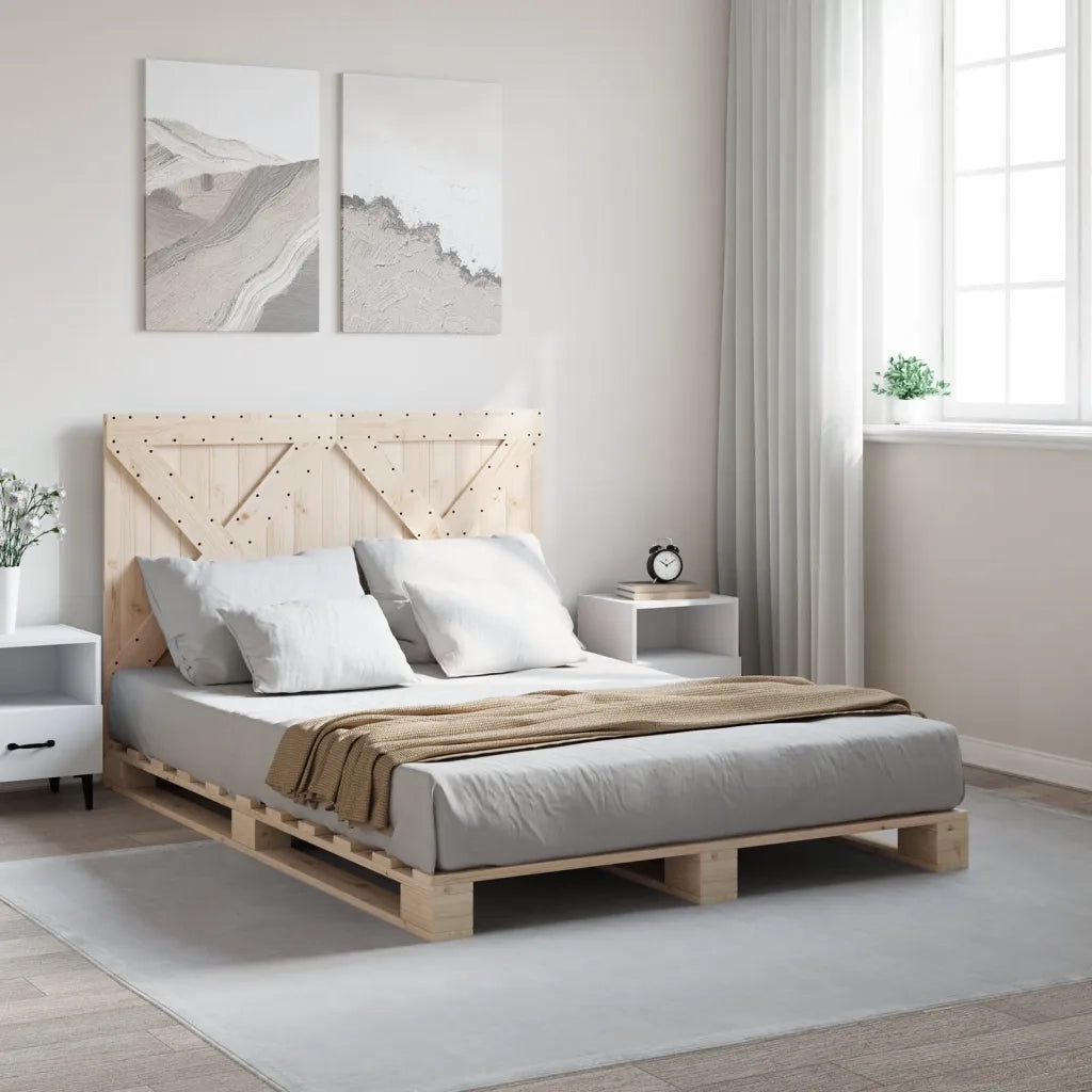 Giroletto con Testiera 160x200 cm in Legno Massello di Pino 3281571