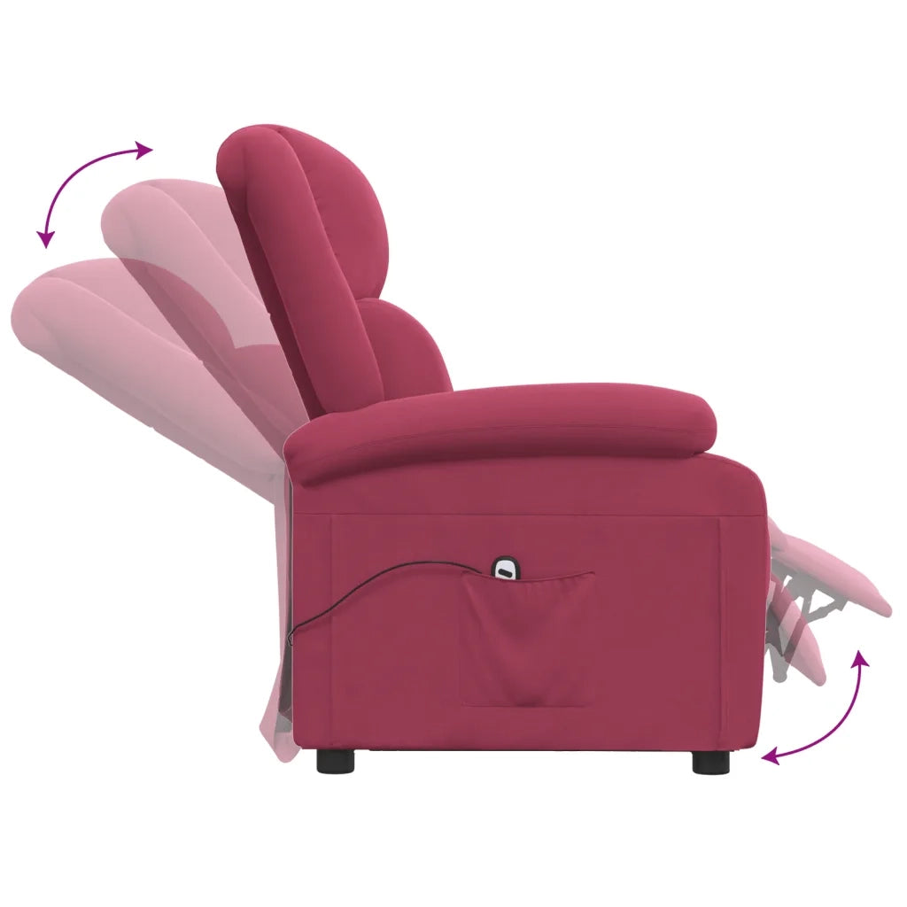 Poltrona Elettrica Reclinabile Rosso Vino in Tessuto 3098398