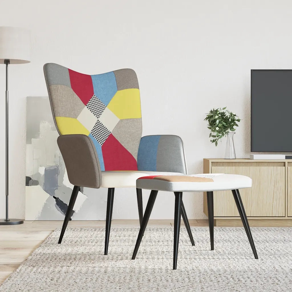Poltrona Relax con Poggiapiedi in Tessuto Patchwork cod mxl 13942