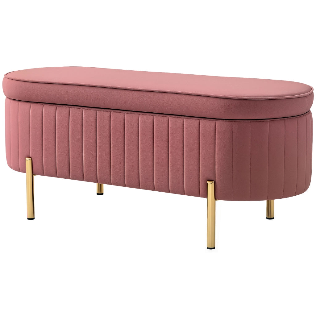 Pouf contenitore imbottito in velluto ¨C zephmum ¨C rosa 108x44x43,5cm