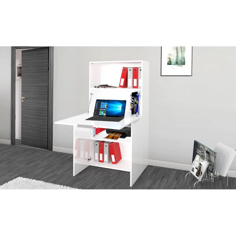 Scrivania Dalia Richiudibile ad armadio – 70x140x35 – Bianco Lucido