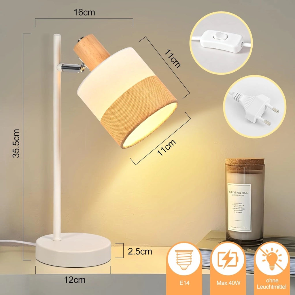 ZMH Lampada da tavolo vintage E14 con cavo senza lampadina per ufficio camera letto