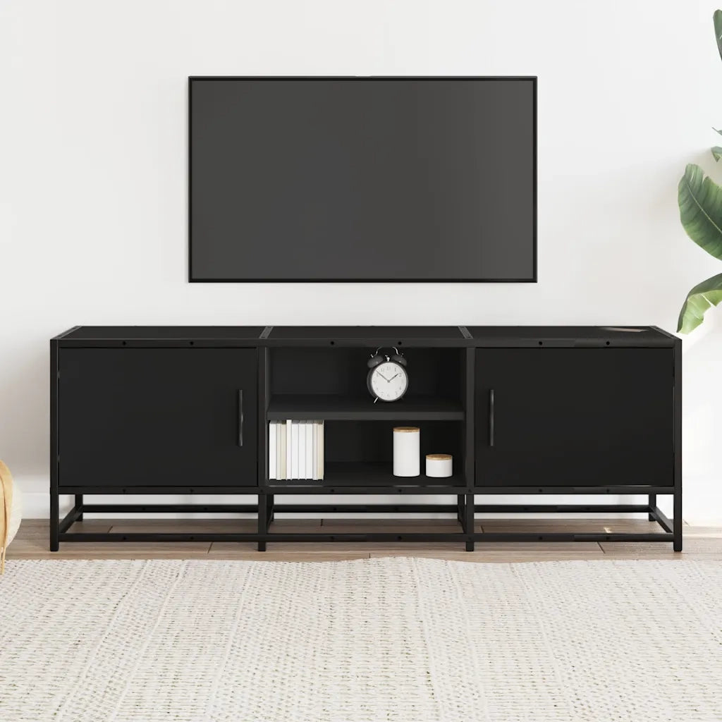 Mobile Porta TV Nero 120x35x41 cm in Truciolato e Metallo 848839