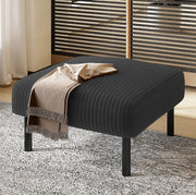 Pouf in corduroy grigio 56 x 51 x 39 cm con struttura in metallo; versatile per soggiorno e camera da letto