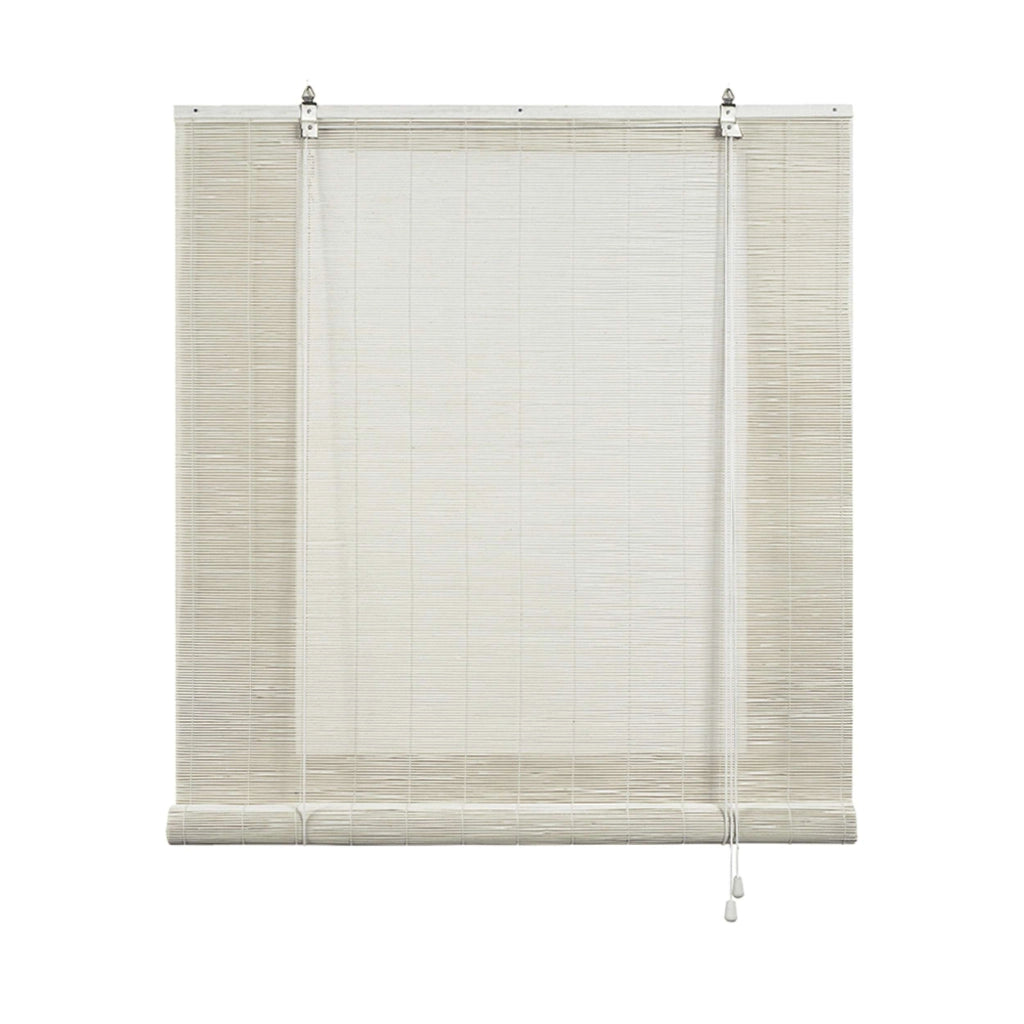 Tenda a rullo oscurante in bamboo naturale Bianco 90x175 cm