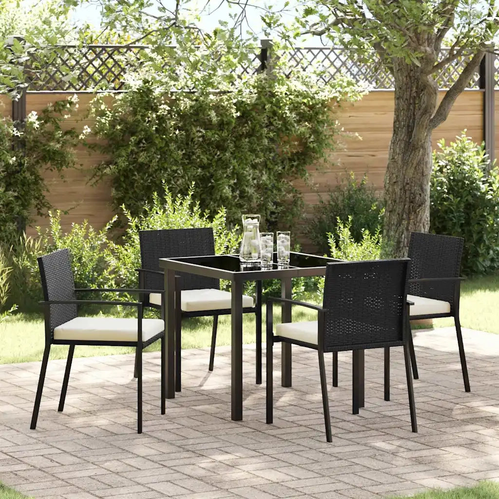 Set da Pranzo per Giardino 5 pcs Nero