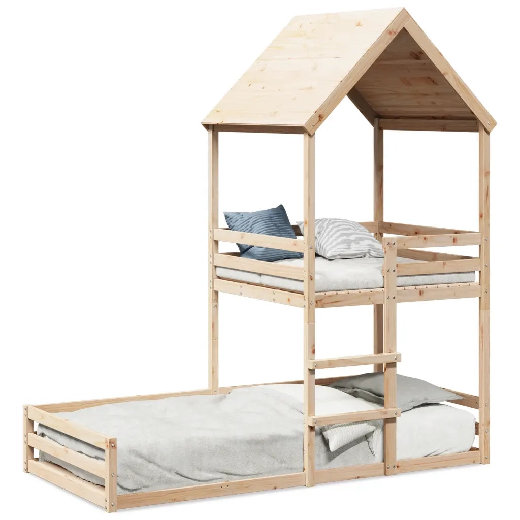 Letto a Castello senza Materasso-Struttura Letto a Castello 90x200cm Massello Pino 898061