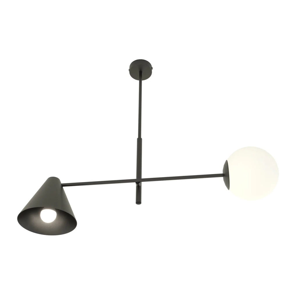 Plafoniera Moderna Industrial Njord 2 Luci Nero