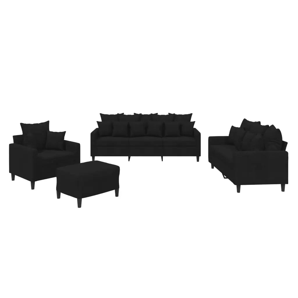 Set di Divani 4 pz con Cuscini Nero in Vellutocod mxl 106484