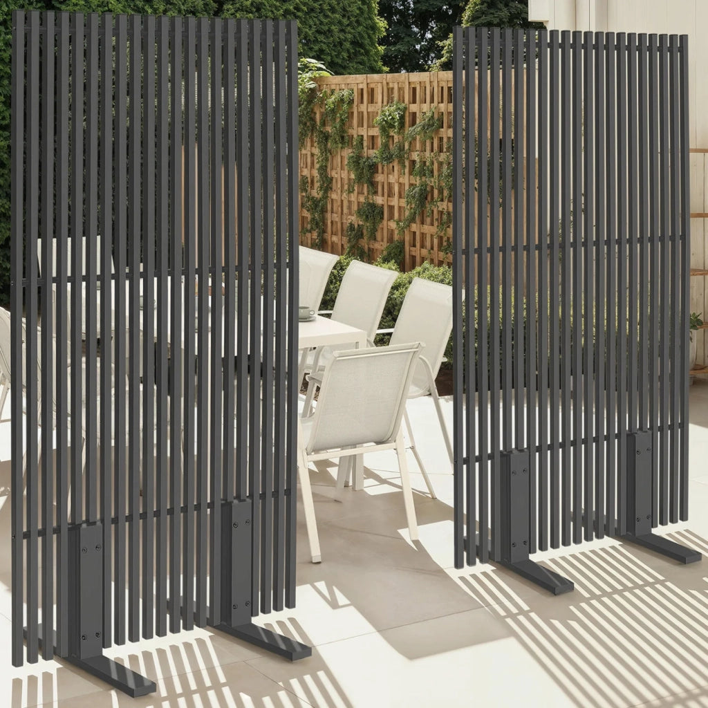 IDMarket - Set di 2 paraventi esterni traforati, paravento decorativo, 80 x 150 cm, metallo grigio antracite